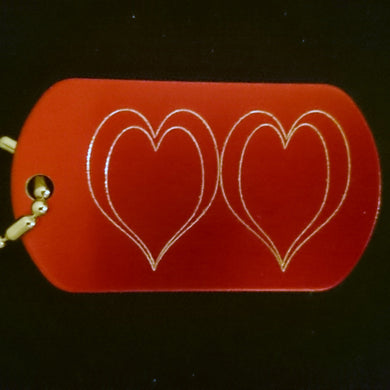 Double Heart Graphic Dogtag