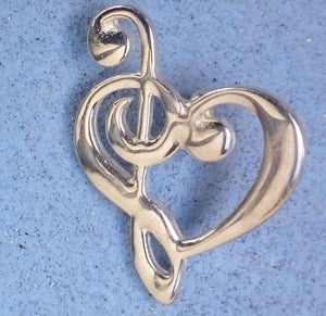 Sterling Silver Music Heart